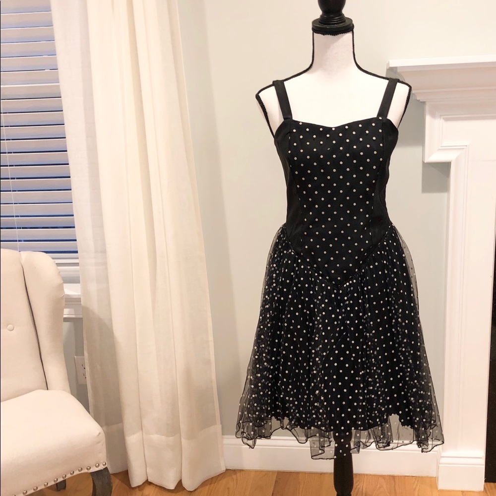 Cocktail/Evening/Prom Black Polka Dot Dress